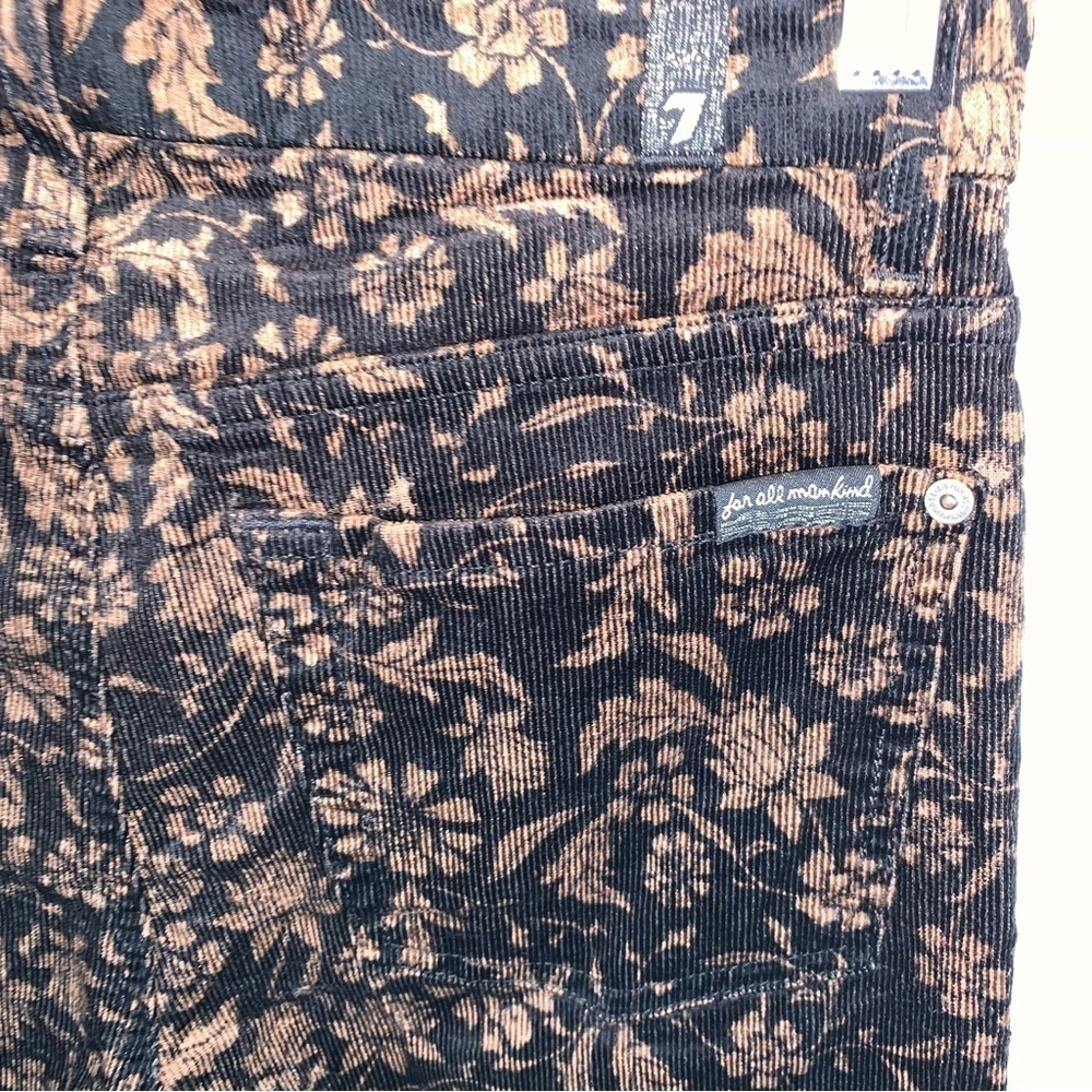 7 For All Mankind sz 27 Black Copper Floral Corduroy Ankle Jeans - Picture 4 of 7